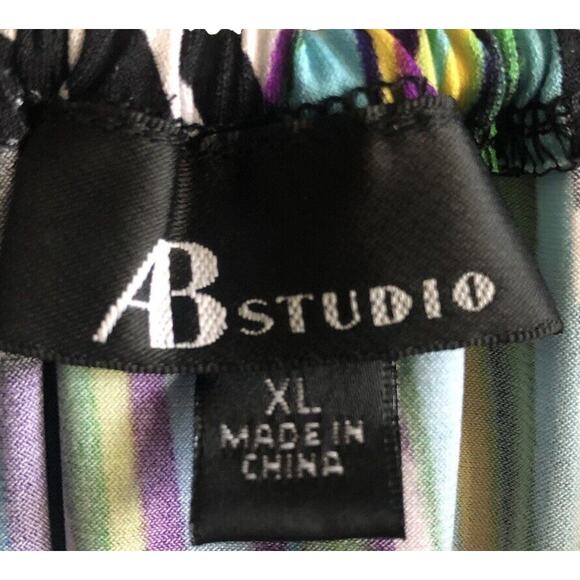 AB Studio Multicolor Off Shoulder Geo Print Slit Sleeve Swing Dress Reg Size XL - Picture 2 of 9